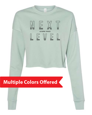 North Liberty NLXF Faded Lines - Ladies Crop Crewneck Fleece