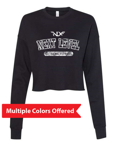 North Liberty NLXF Distressed - Ladies Crop Crewneck Fleece