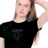 Rhinestone Lucky Clover Ladies T-Shirt Broken Arrow